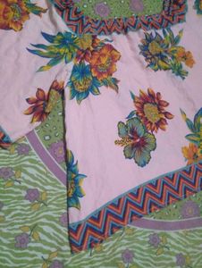 Pink Floral Print Square Neck Top