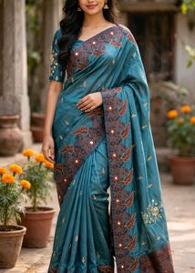 Silk Saree with Floral Border