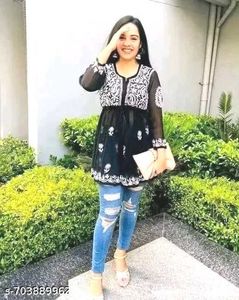 Stylish Embroidered Black Kurta