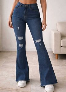 Ripped Flare Jeans - Stylish Denim