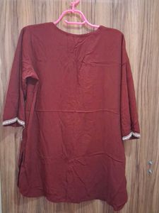 Maroon Embroidered Kurta
