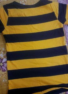 Classic Navy &amp; Yellow Striped Cotton Tee