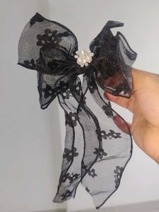 Elegant Black Lace Bow Hair Clip