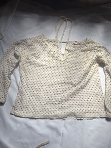 Cream Crochet Long Sleeve Top