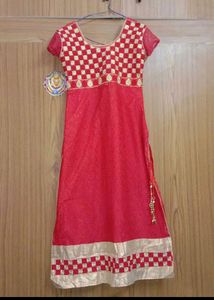 Red Anarkali Slit Kurta Set