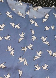 Blue Bird Print Women’s Top