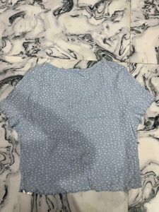 Blue Floral Print Crop Top