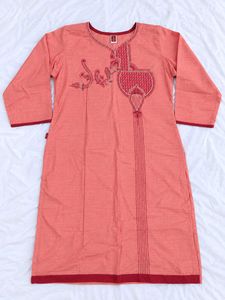 Stylish Embroidered Peach Kurta