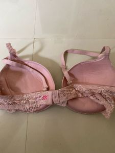 Soft Pink Lace Trim Padded Bra