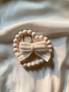 Bow White Bag Charm/keychain