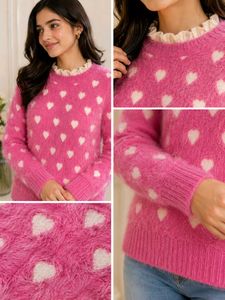 Pink heart Fluffy Sweater