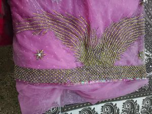 Beautiful Pink heavy stone work party' Saree