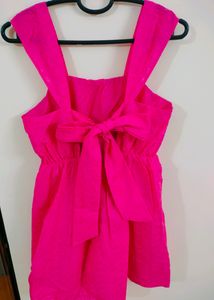 🎀Pure Cotton Pink Sleeveless Bow Dress🎀