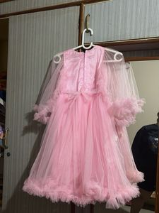 Girks Pink Dress with Sheer Sleeves