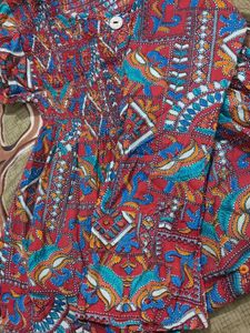 Bohemian Print Smocked Maxi Dress