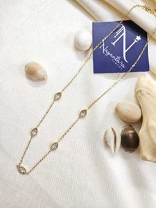 Anti-tarnish Stone Studded Long Chain Necklace
