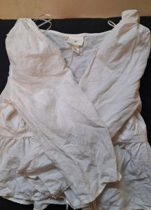 White Lace-Up Peplum Top