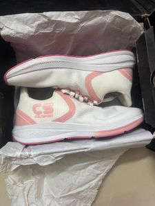 White and Pink Sports Shoes