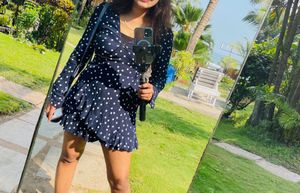 Chic Navy Polka Dot Mini Dress