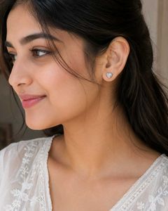 92.5 Pure Silver Cute Heart Stud Earrings