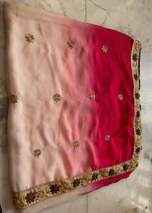 Embroidered Peach Saree