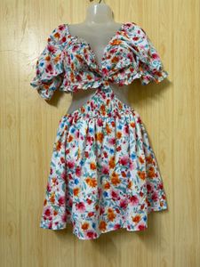 Newme Floral Cutout Mini Dress
