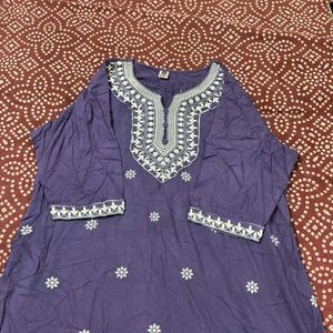 Purple Embroidered Kurta with pant