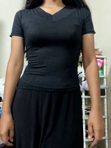 Stylish Black V-Neck T-Shirt