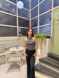 Stylish Grey Halter Neck Top