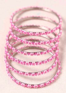 Cute Pink Beaded Bangles Set