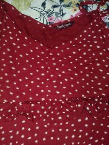 flamboyant  Polka Dot Ruffle Top