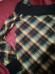 Plaid Off-Shoulder Long Sleeve Top