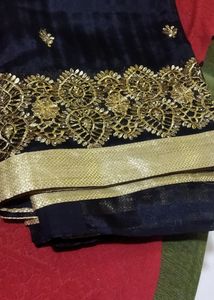 Beautiful Black Saree With Golden Border, Very Elegant Saree To Wear, Lightweight Saree