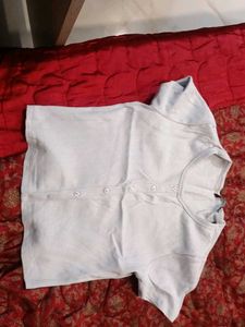 Light Blue Ribbed Button-Down Top