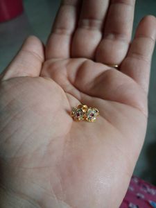 Heart Stud Earrings with Rhinestones gold