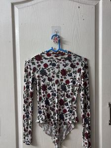 Forever 21 Floral Long Sleeve Bodysuit