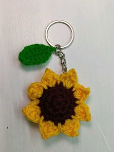 Handmade Crochet Sunflower Keychain