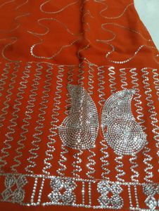 Orange Kurta Set with Silver Embellishments