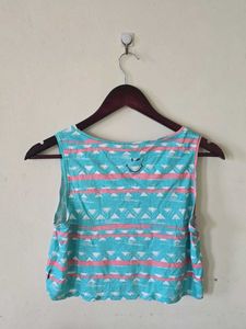Chic Sleeveless Geometric Print Crop Top
