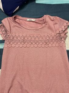 Pink Lace Detail Top