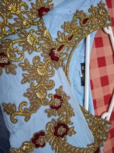 Sky Blue Embroidered high low lehnga set