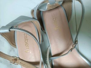 Elegant Silver Heeled Sandals