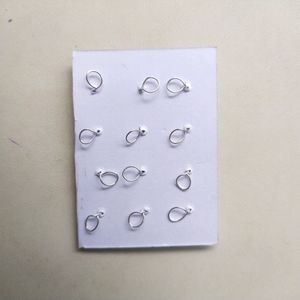 92.5 Silver Black Stone Earrings/Nose Pin 1 Pair