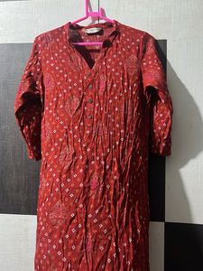 Red Printed Kurta