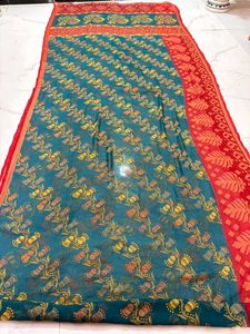 Vibrant Floral Print Chiffon Saree