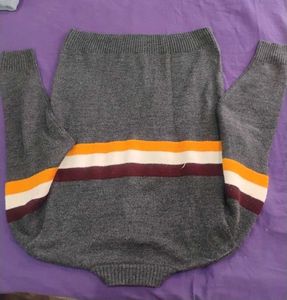 Striped Buttoned Gray Sweater
