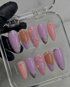 Pink &amp; Lavender Swirl Press-On Nails