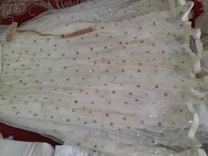 Long Frock Full Golden &amp; With Stone Work.size Xl