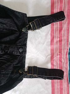 Black Denim Button-Up Crop Top fixed price