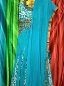 Elegant Blue Embroidered Anarkali